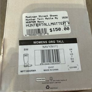 BRAND NEW Hunter Tall Matte Navy Rain Boots size 7